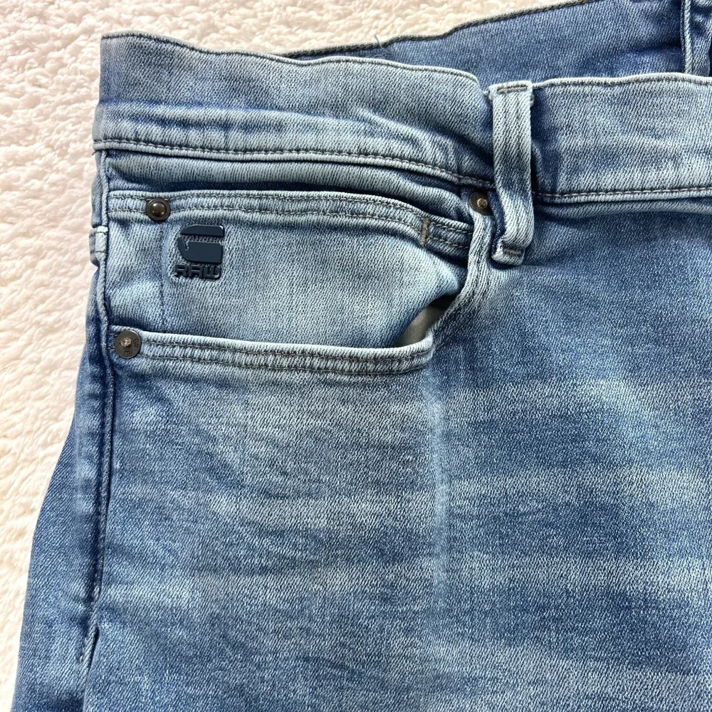 G-Star Original Jeans Mens 40X 33 Light Blue Raw Stretch Skinny - INSEAM ALTERED